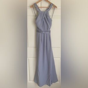Vera Wang White Bridesmaid Dress Pleated Cross-Back Size 4 Color Fog VW360468